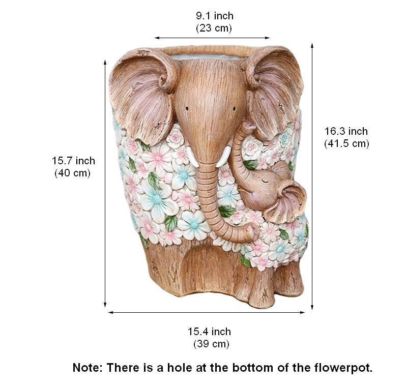 Large Elephant Flowerpot, Resin Statue for Garden, Modern Animal