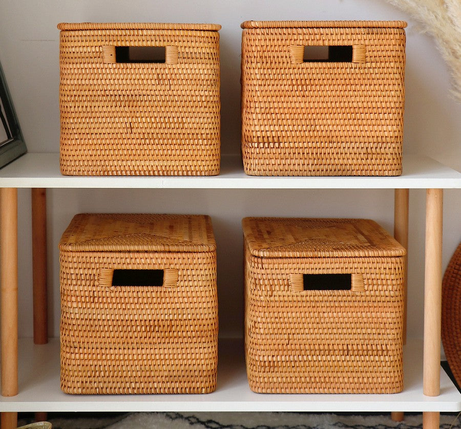 Wicker kitchen storage deals baskets