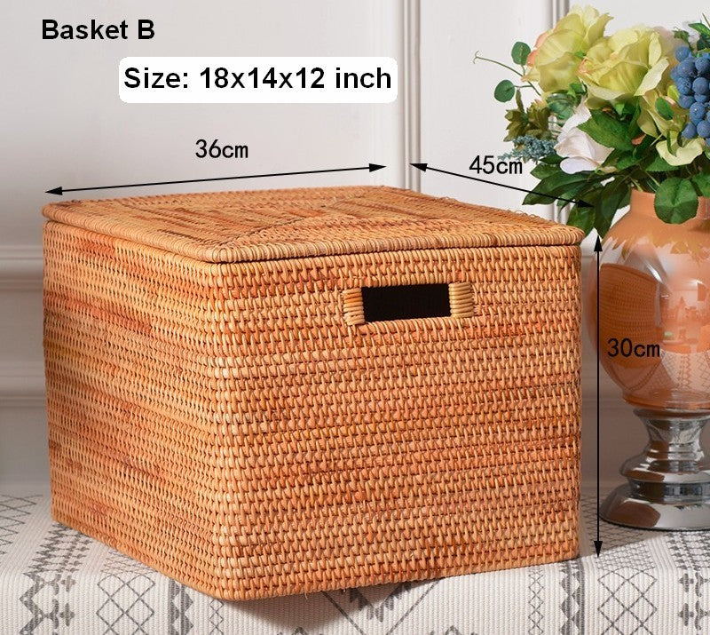 Rattan Storage Baskets, Storage Basket for Shelves, Rectangular Storag –  Paintingforhome