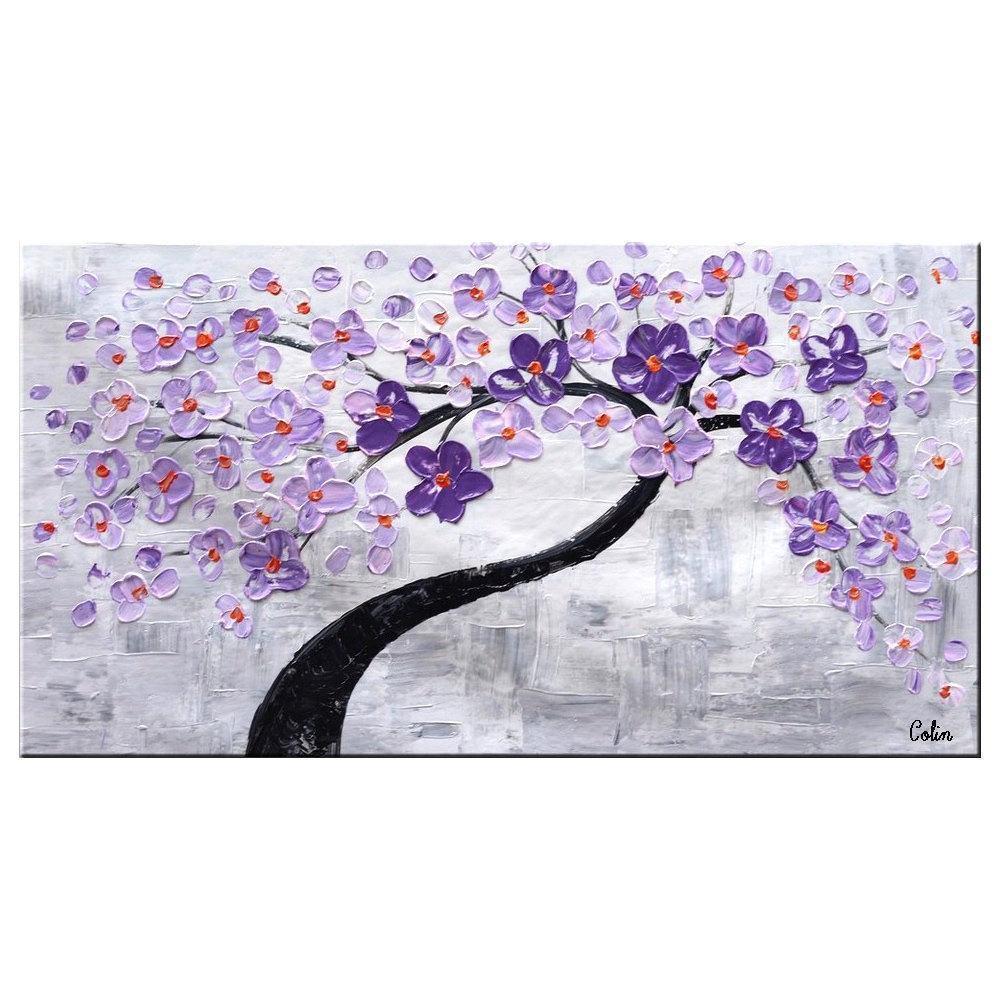 ORIGINAL Art Abstract Floral Painting Textured Flowers Lavender
