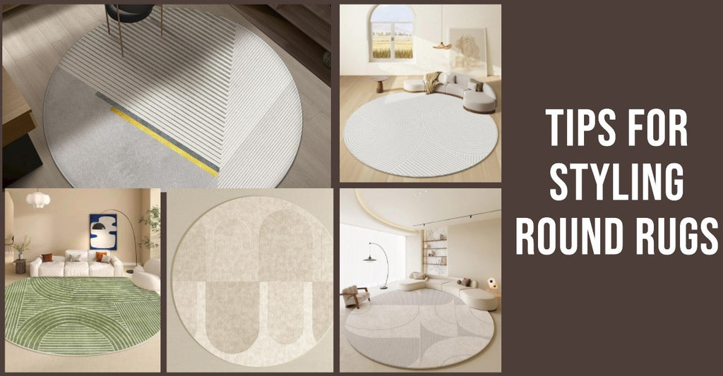 Tips for Successfully Styling a Round Rug in Your Space, Geometric Modern Carpets for Sale, Circular Modern Rugs for Bedroom, Contemporary Round Rugs for Dining Room