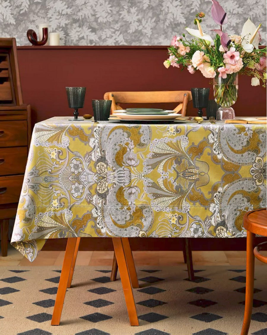 Farmhouse Table Cloth, Wedding Tablecloth, Square Tablecloth for Round Table, Dining Room Flower Table Cloths, Cotton Rectangular Table Covers for Kitchen-LargePaintingArt.com