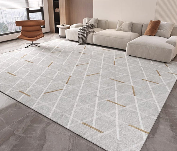 Abstract Area Rugs for Living Room, Geometric Contemporary Modern Rugs Next to Bed, Modern Rugs under Dining Room Table, Modern Carpets for Kitchen-LargePaintingArt.com