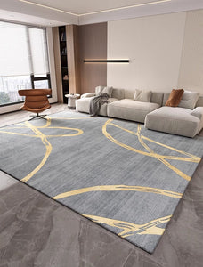 Geometric Contemporary Modern Rugs Next to Bed, Abstract Area Rugs for Living Room, Modern Rugs under Dining Room Table, Modern Carpets for Kitchen-LargePaintingArt.com