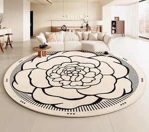 Modern Rug Ideas for Living Room, Bedroom Modern Round Rugs, Dining Room Contemporary Round Rugs, Circular Modern Rugs under Chairs-LargePaintingArt.com