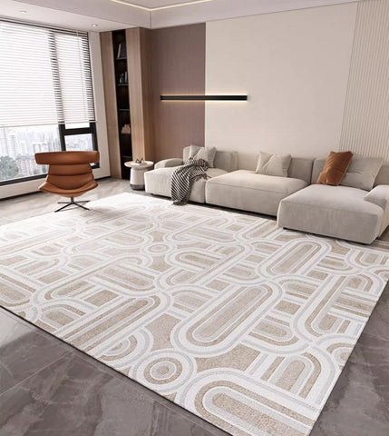 Abstract Large Modern Rugs for Bedroom, Living Room Abstract Gray Contemporary Modern Rugs, Geometric Modern Rug Placement Ideas for Dining Room-LargePaintingArt.com