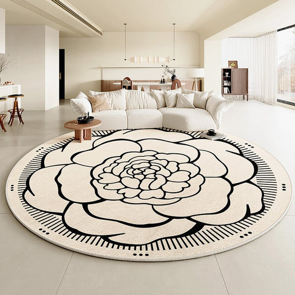 Modern Rug Ideas for Living Room, Bedroom Modern Round Rugs, Dining Room Contemporary Round Rugs, Circular Modern Rugs under Chairs-LargePaintingArt.com