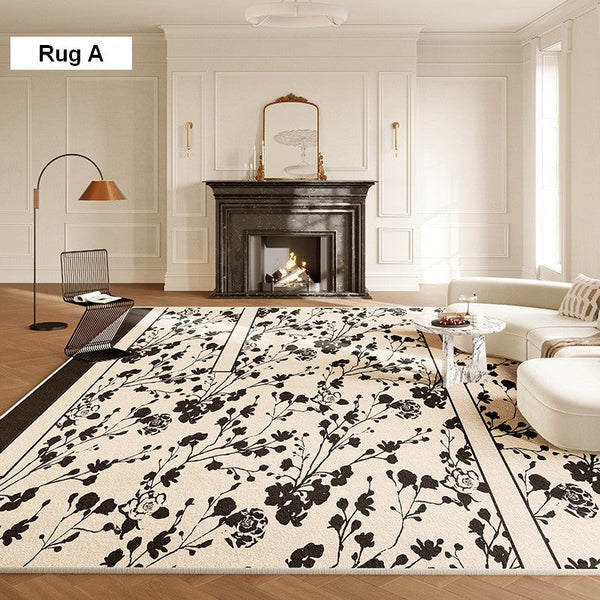 Modern Rugs for Living Room, French Style Modern Rugs for Bedroom, Flower Pattern Modern Rugs for Interior Design, Contemporary Modern Rugs under Dining Room Table-LargePaintingArt.com