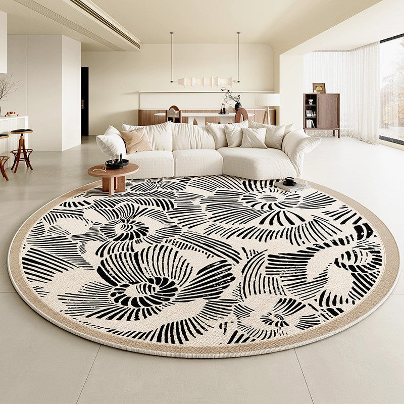 Modern Rug Ideas for Living Room, Dining Room Contemporary Round Rugs, Bedroom Modern Round Rugs, Circular Modern Rugs under Chairs-LargePaintingArt.com