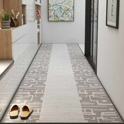 Light Grey Modern Long Hallway Runners, Stain-resistant Non Slip Entryway Runner Rug Ideas, Kitchen Runner Rugs, Extra Long Hallway Runners, Long Narrow Runner Rugs, Entrance Hallway Runners-LargePaintingArt.com