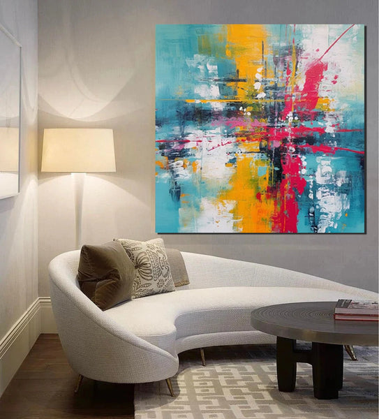 Acrylic Painting for Dining Room, Modern Contemporary Abstract Artwork, Palette Knife Painting, Heavy Texutre Wall Art, Extra Large Wall Art Painting-LargePaintingArt.com