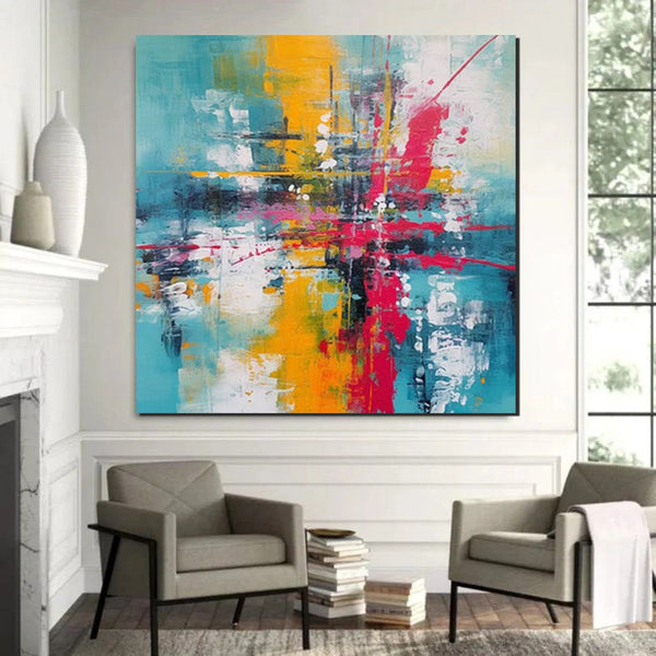 Acrylic Painting for Dining Room, Modern Contemporary Abstract Artwork, Palette Knife Painting, Heavy Texutre Wall Art, Extra Large Wall Art Painting-LargePaintingArt.com