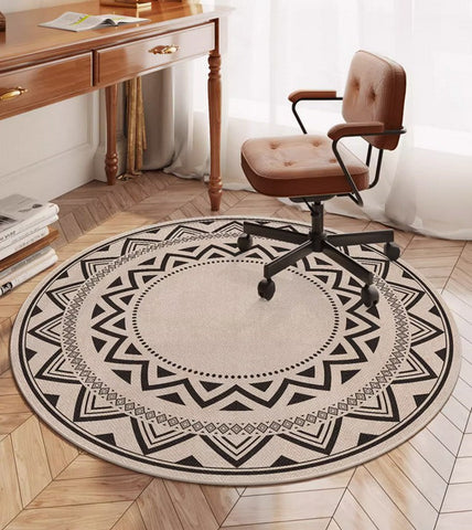 Modern Round Rugs for Bedroom, Circular Modern Rugs under Dining Room Table, Contemporary Round Rugs, Geometric Modern Rug Ideas for Living Room-LargePaintingArt.com