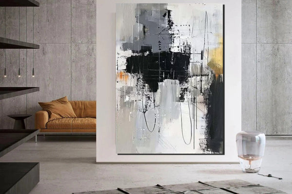 Large Paintings Behind Sofa, Large Painting for Living Room, Acrylic Paintings on Canvas, Heavy Texture Painting, Buy Paintings Online-LargePaintingArt.com