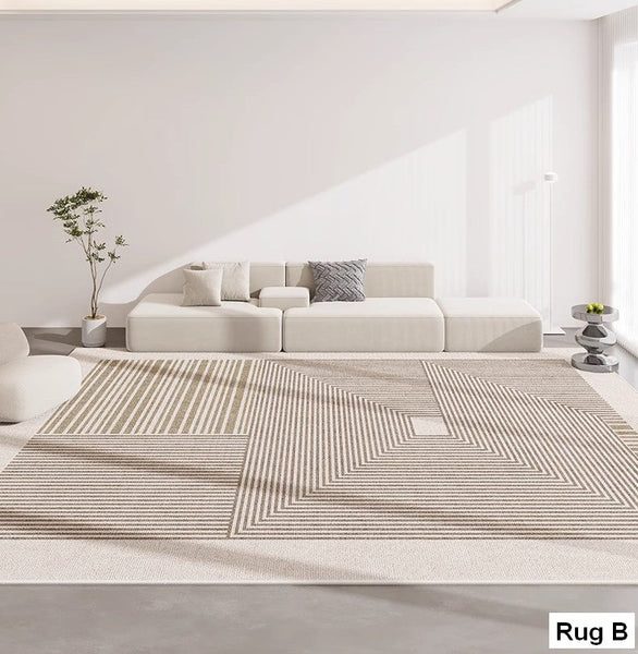 Geometric Modern Rug Placement Ideas for Dining Room, Abstract Contemporary Modern Rugs for Living Room, Extra Large Modern Rugs for Bedroom-LargePaintingArt.com