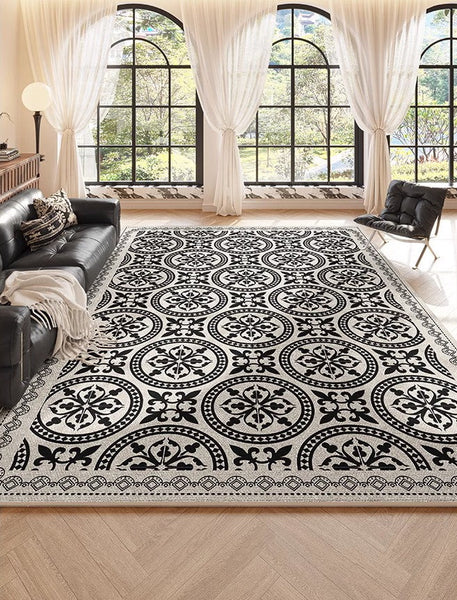 Contemporary Area Rugs for Bedroom, Abstract Floor Carpets for Dining Room, Modern Living Room Rug Placement Ideas, Living Room Modern Rugs-LargePaintingArt.com