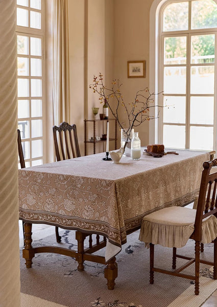 Dining Room Flower Table Cloths, Farmhouse Table Cloth, Extra Large Rectangular Table Covers for Kitchen, Square Tablecloth for Round Table-LargePaintingArt.com