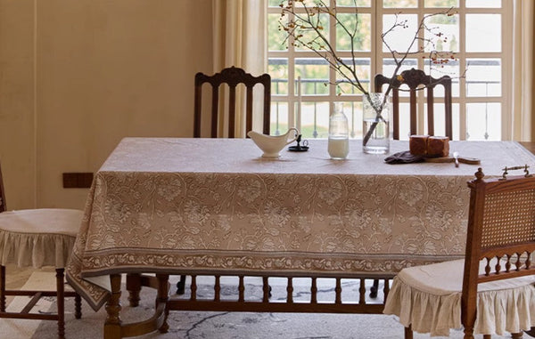 Dining Room Flower Table Cloths, Farmhouse Table Cloth, Extra Large Rectangular Table Covers for Kitchen, Square Tablecloth for Round Table-LargePaintingArt.com