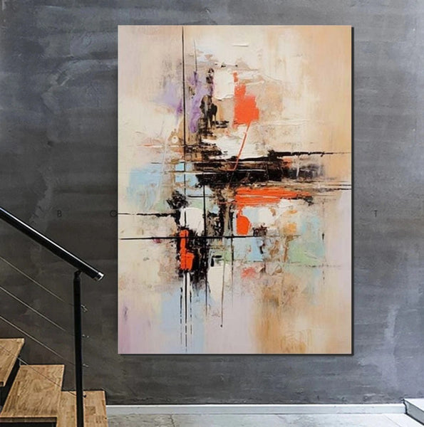 Large Acrylic Canvas Paintings, Simple Wall Art Ideas, Heavy Texture Painting, Bedroom Abstract Paintings, Modern Abstract Painting-LargePaintingArt.com