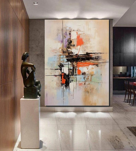 Large Acrylic Canvas Paintings, Simple Wall Art Ideas, Heavy Texture Painting, Bedroom Abstract Paintings, Modern Abstract Painting-LargePaintingArt.com