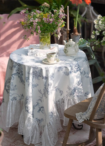 Picnic Spring Flower Table Covers for Round Table, Large Modern Rectangle Tablecloth for Dining Table, Farmhouse Table Cloth for Oval Table-LargePaintingArt.com