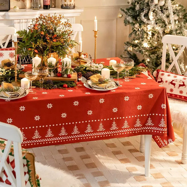 Extra Large Modern Rectangular Tablecloth for Dining Room Table, Christmas Edelweiss Table Covers, Square Tablecloth for Kitchen, Large Tablecloth for Round Table-LargePaintingArt.com
