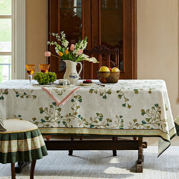 Ginkgo Leaves Table Covers, Square Tablecloth for Kitchen, Extra Large Modern Rectangular Tablecloth for Dining Room Table, Large Tablecloth for Round Table-LargePaintingArt.com