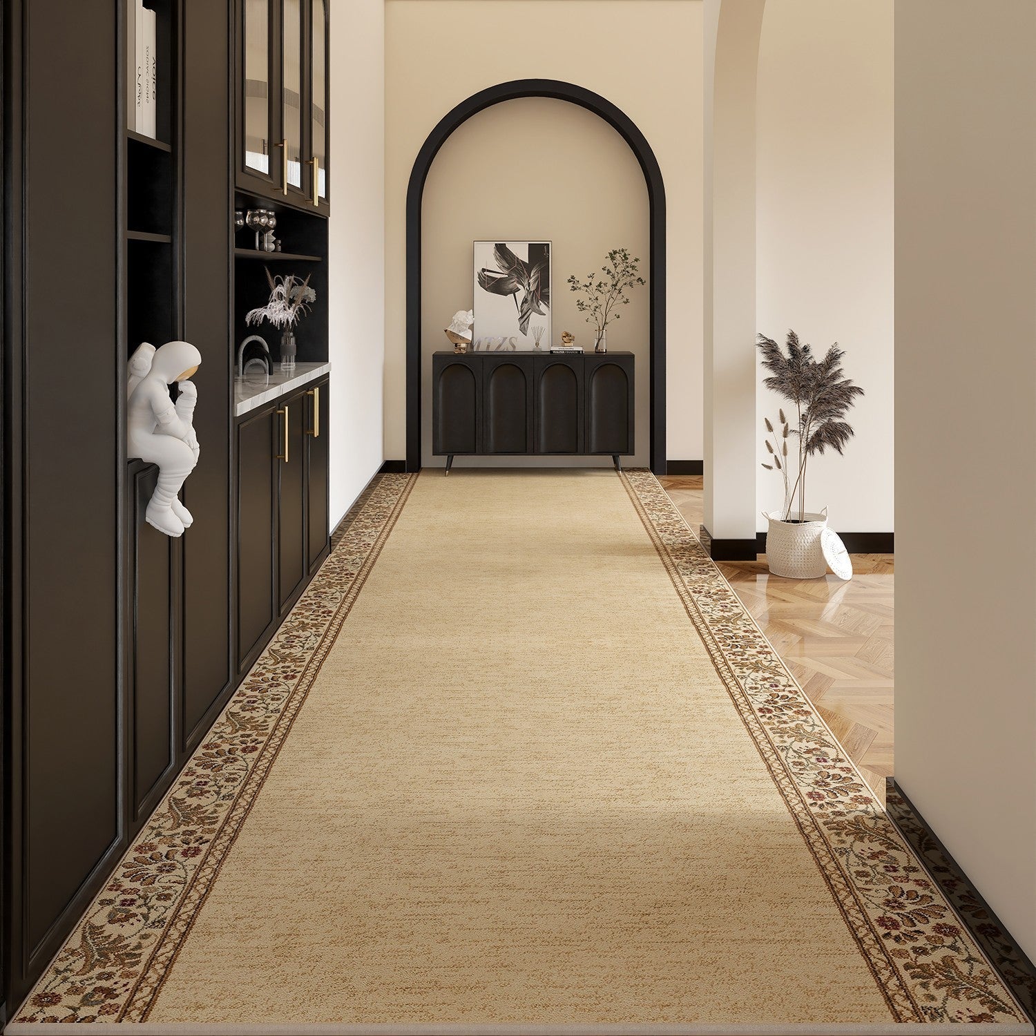 Extra Long Hallway Runners, Traditional Persian Long Narrow Runner Rugs, Non Slip Entrance Runner Rugs, Washable Entryway Runner Rug Ideas, Kitchen Runner Rugs-LargePaintingArt.com