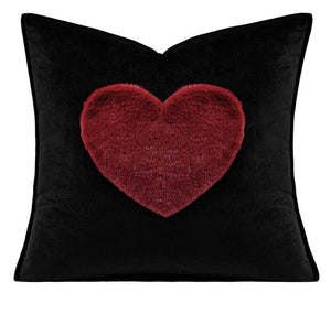 Red Heart Shape Modern Pillows for Couch, Decorative Pillow Covers, Abstract Decorative Throw Pillows for Living Room, Large Modern Sofa Pillow Cases-LargePaintingArt.com