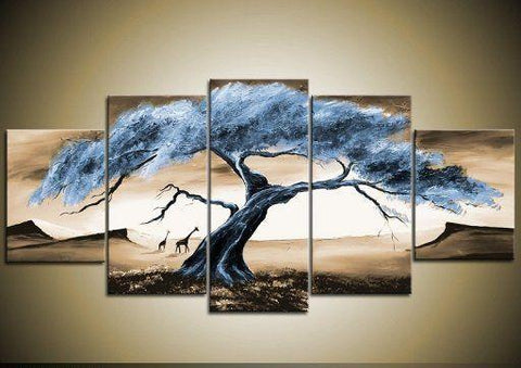 5 Piece Canvas Art, Landscape Canvas Paintings, Tree of Life Painting, Abstract Painting on Canvas, Large Acrylic Painting, Buy Paintings Online-LargePaintingArt.com