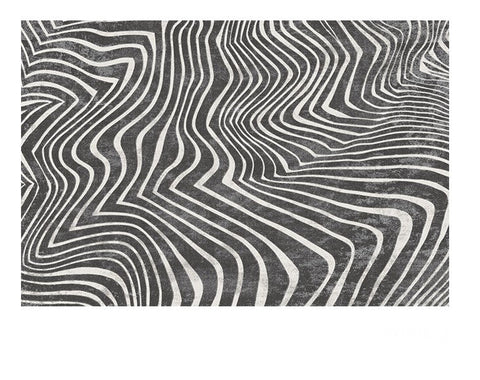 Mid Century Area Rugs for Living Room, Black Stripe Area Rugs under Sofa, Abstract Contemporary Rugs for Bedroom, Modern Carpets for Office, Dining Room Floor Rugs-LargePaintingArt.com