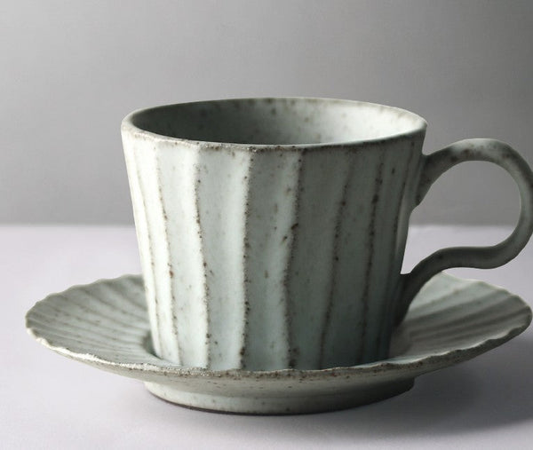 Unique Tea Cup and Saucer, Modern Tea Cup Set for Afternoon Tea, Handmade Pottery Coffee Cup, Creative Ceramic Coffee Cup with Saucer-LargePaintingArt.com