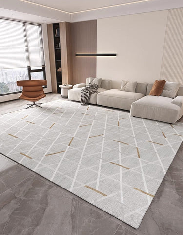 Abstract Area Rugs for Living Room, Geometric Contemporary Modern Rugs Next to Bed, Modern Rugs under Dining Room Table, Modern Carpets for Kitchen-LargePaintingArt.com