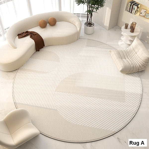 Large Modern Rugs for Living Room, Contemporary Modern Area Rugs for Bedroom, Geometric Round Rugs for Dining Room, Circular Modern Rugs under Chairs-LargePaintingArt.com