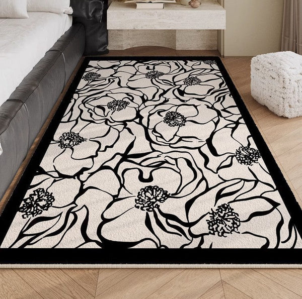 Modern Rugs for Living Room, Flower Pattern Contemporary Modern Rugs, Abstract Contemporary Rugs Next to Bed, Modern Rugs for Dining Room-LargePaintingArt.com