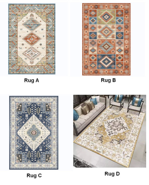 Vintage Area Rugs for Dining Room, Morocco Area Rugs for Living Room, Traditional Persain Rugs for Bedroom, Traditional Colorful Persian Rugs-LargePaintingArt.com