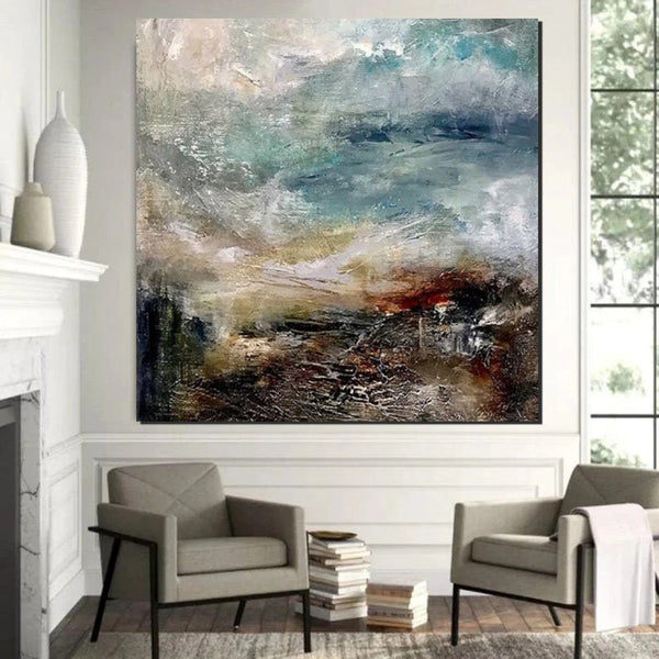 Modern Contemporary Abstract Artwork, Extra Large Wall Art Paintings, Acrylic Painting for Dining Room, Palette Knife Painting, Heavy Texutre Wall Art-LargePaintingArt.com