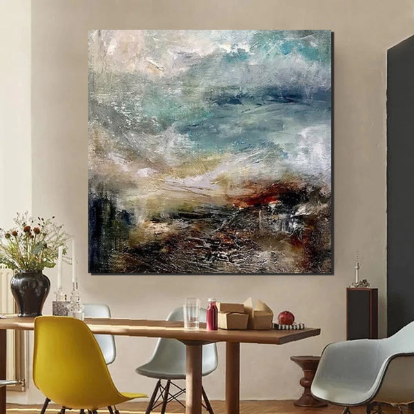 Modern Contemporary Abstract Artwork, Extra Large Wall Art Paintings, Acrylic Painting for Dining Room, Palette Knife Painting, Heavy Texutre Wall Art-LargePaintingArt.com