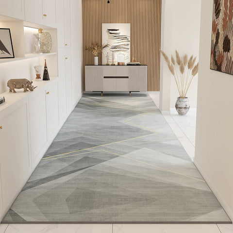 Geometric Modern Long Narrow Runner Rugs, Stain-resistant Non Slip Kitchen Runner Rugs, Washable Entrance Hallway Runners, Extra Long Narrow Hallway Runners, Entryway Runner Rug Ideas-LargePaintingArt.com