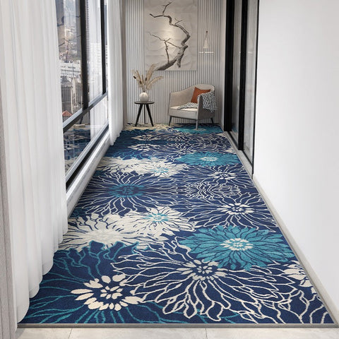 Entrance Hallway Runners, Extra Long Narrow Blue Runner Rugs, Washable Kitchen Runner Rugs, Modern Long Hallway Runners, Contemporary Entryway Runner Rug Ideas-LargePaintingArt.com