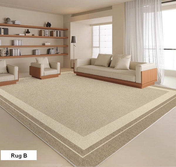 Soft Contemporary Rugs for Bedroom, Rectangular Modern Rugs under Sofa, Large Modern Rugs in Living Room, Dining Room Floor Carpets, Modern Rugs for Office-LargePaintingArt.com