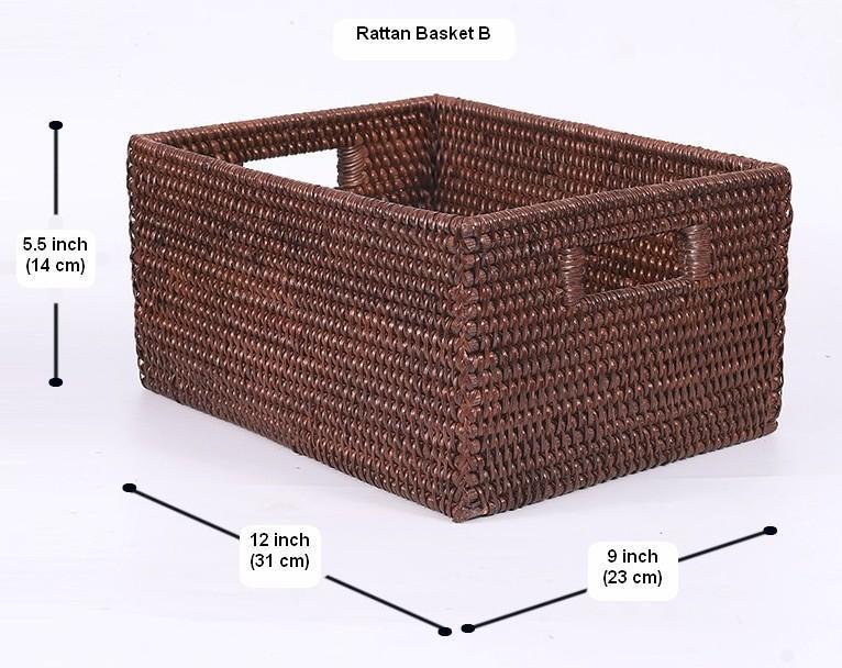 Storage Baskets for Clothes, Rectangular Storage Baskets, Large Brown Woven Storage Baskets, Storage Baskets for Shelves-LargePaintingArt.com