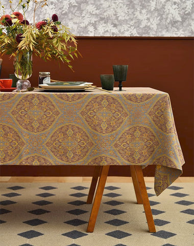 Persian Oriental Tablecloth for Dining Room Table, Extra Large Rectangle Table Covers for Kitchen, Cotton Square Tablecloth for Coffee Table-LargePaintingArt.com