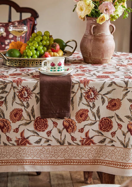 Flower Farmhouse Table Covers, Square Tablecloth for Round Table, Long Rectangular Tablecloth for Dining Room Table, Extra Large Modern Tablecloth for Living Room-LargePaintingArt.com