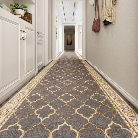 Modern Long Hallway Runners, Extra Long Narrow Runner Rugs, Washable Kitchen Runner Rugs, Stain-resistant Non Slip Entryway Brown Runner Rugs, Entrance Hallway Runners, Hallway Runners-LargePaintingArt.com