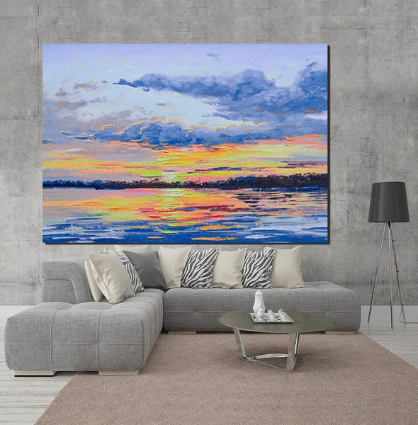 Abstract Landscape Paintings, Heavy Texture Painting, Hand Painted Wall Art, Contemporary Wall Art Paintings, Simple Modern Paintings for Living Room-LargePaintingArt.com