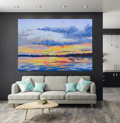 Abstract Landscape Paintings, Heavy Texture Painting, Hand Painted Wall Art, Contemporary Wall Art Paintings, Simple Modern Paintings for Living Room-LargePaintingArt.com