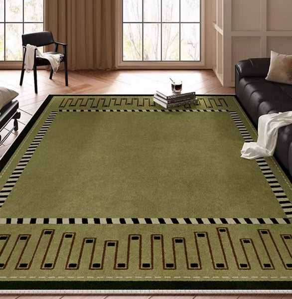 Large Modern Rugs in Living Room, Green Contemporary Rugs for Bedroom, Mid Century Modern Rugs under Sofa, Dining Room Floor Carpets-LargePaintingArt.com