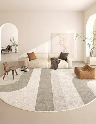 Geometric Modern Round Rugs, Circular Modern Rugs under Coffee Table, Contemporary Modern Rugs for Dining Room, Contemporary Round Rugs for Living Room-LargePaintingArt.com