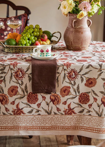 Flower Farmhouse Table Covers, Square Tablecloth for Round Table, Long Rectangular Tablecloth for Dining Room Table, Extra Large Modern Tablecloth for Living Room-LargePaintingArt.com